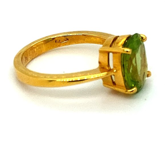 Peridot 2.60ct Solid 18K Yellow Gold Ring - Picture 5 of 8